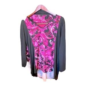 Symple NYC Paisley 2 Piece PJ Set Pink & Black  L